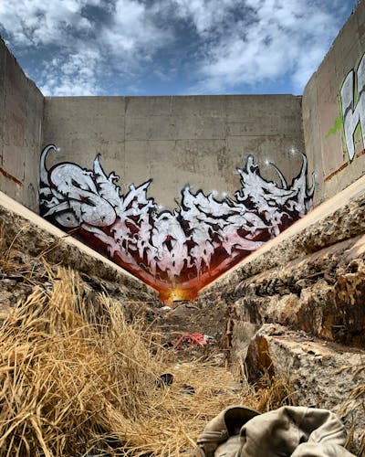 Chrome Stylewriting by Skofe. This Graffiti is located in Tijuana, Mexico and was created in 2021. This Graffiti can be described as Stylewriting and Atmosphere.
