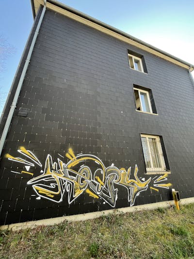 Grey and Yellow Stylewriting by Truk. This Graffiti is located in France and was created in 2022.