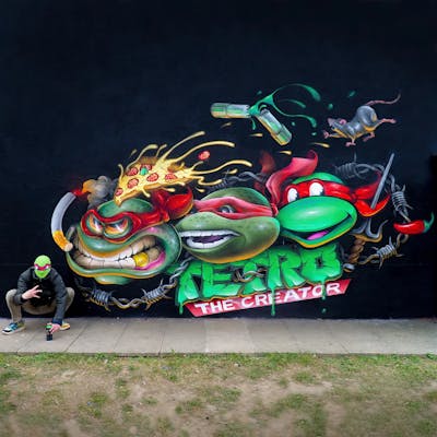 Light Green and Colorful Characters by Tetro. This Graffiti is located in Bergamo, Italy and was created in 2022.