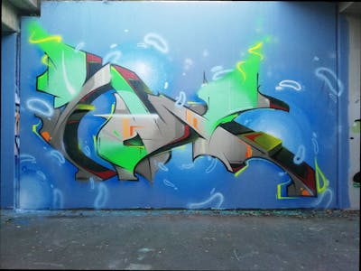 Light Blue and Light Green and Grey Stylewriting by Roweo and mtl crew. This Graffiti is located in Saalfeld (Saale), Germany and was created in 2022.