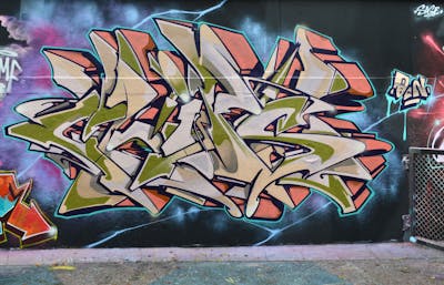 Colorful and Beige Stylewriting by Chips and CDSK. This Graffiti is located in London, United Kingdom and was created in 2023. This Graffiti can be described as Stylewriting and Wall of Fame.