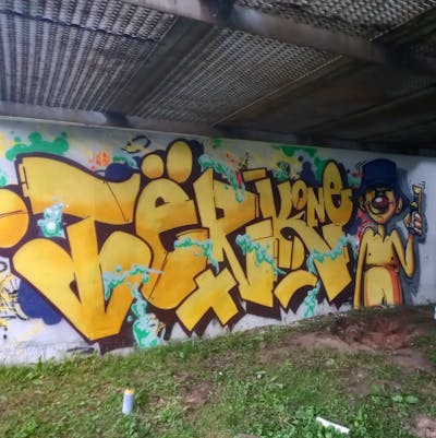 Beige and Colorful Stylewriting by TRK. This Graffiti is located in Minsk, Belarus and was created in 2022. This Graffiti can be described as Stylewriting and Characters.