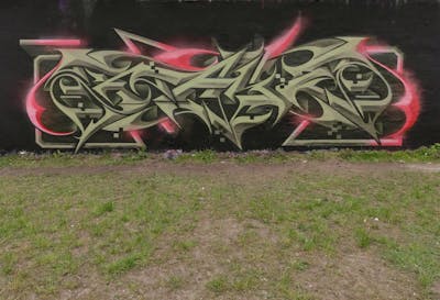 Green and Coralle Stylewriting by Rays and Nektar. This Graffiti is located in Potsdam, Germany and was created in 2021.