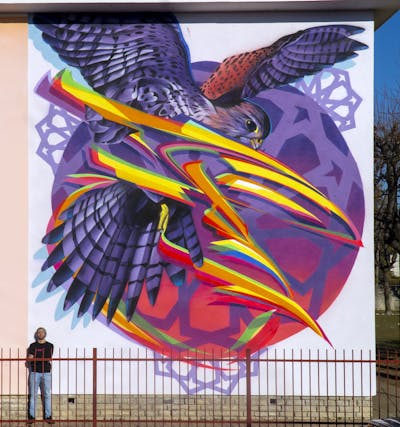 Colorful and Violet Characters by Paconer. This Graffiti is located in Bergamo, Italy and was created in 2022. This Graffiti can be described as Characters, Stylewriting and Murals.