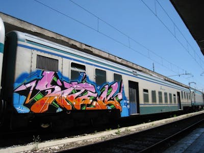 Colorful Stylewriting by Soten. This Graffiti is located in Italy and was created in 2019. This Graffiti can be described as Stylewriting and Trains.