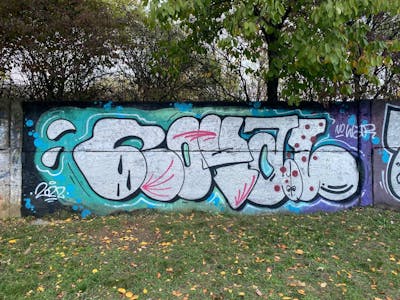 Chrome Stylewriting by Cube Cuba and Royal Cru. This Graffiti is located in Uzhhorod, Ukraine and was created in 2022. This Graffiti can be described as Stylewriting, Street Bombing and Throw Up.