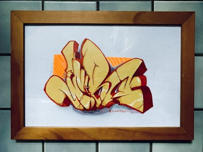 Beige and Red and Orange Canvas by Jibo. This Graffiti is located in Germany and was created in 2022. This Graffiti can be described as Canvas.