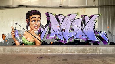Violet and Colorful Stylewriting by Amen and Tokk. This Graffiti is located in Germany and was created in 2022. This Graffiti can be described as Stylewriting, Characters and Abandoned.