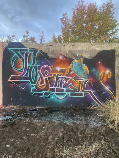Colorful Stylewriting by Poster. This Graffiti is located in HALLE, Germany and was created in 2022. This Graffiti can be described as Stylewriting, Characters and Abandoned.