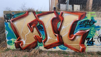 Gold and Red Stylewriting by fil. This Graffiti is located in Lleida, Spain and was created in 2024. This Graffiti can be described as Stylewriting, 3D and Abandoned.