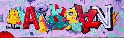 Colorful Stylewriting by Aion. This Graffiti is located in Porto, Portugal and was created in 2022. This Graffiti can be described as Stylewriting and Characters.