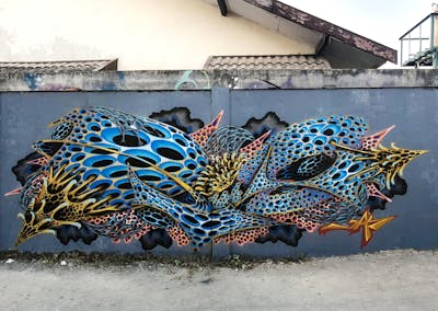 Light Blue and Colorful Stylewriting by Reel. This Graffiti is located in Yogyakarta, Indonesia and was created in 2023. This Graffiti can be described as Stylewriting and 3D.