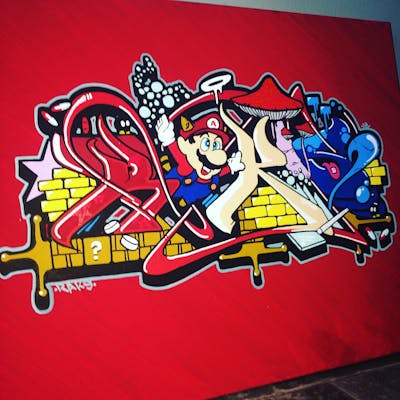 Red and Colorful Canvas by Raks. This Graffiti is located in Vancouver, Canada and was created in 2021.