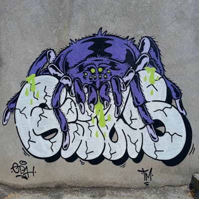 White and Violet Stylewriting by Giusseppe. This Graffiti is located in CDMX, Mexico and was created in 2024. This Graffiti can be described as Stylewriting and Characters.