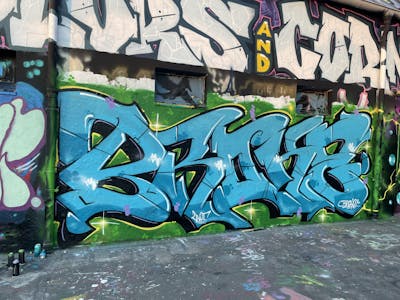 Light Blue Stylewriting by BROKE420. This Graffiti is located in Leipzig, Germany and was created in 2023. This Graffiti can be described as Stylewriting and Wall of Fame.