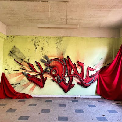 Red Stylewriting by Ketru and Truk. This Graffiti is located in France and was created in 2023. This Graffiti can be described as Stylewriting, Abandoned and Atmosphere.
