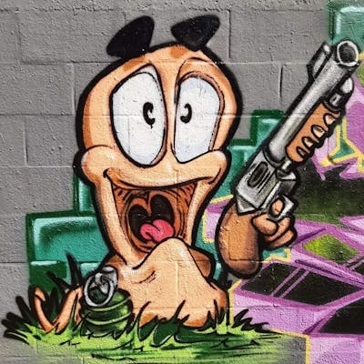 Beige and Colorful Characters by Acide4000. This Graffiti is located in Bruxelles, Belgium and was created in 2022.