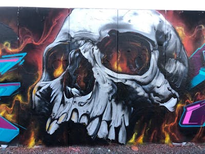 Grey Characters by TMF and shmri. This Graffiti is located in Leipzig, Germany and was created in 2022. This Graffiti can be described as Characters and Wall of Fame.