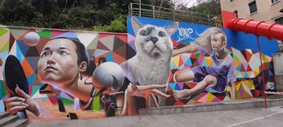 Colorful Characters by Nexgraff. This Graffiti is located in Pasaia San Pedro, Spain and was created in 2021. This Graffiti can be described as Characters, Murals and 3D.