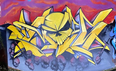 Yellow and Colorful Stylewriting by EmzG. This Graffiti is located in Zug, Switzerland and was created in 2022. This Graffiti can be described as Stylewriting and Wall of Fame.