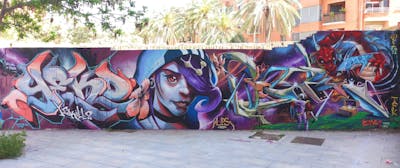 Colorful Stylewriting by YEKO and Derk. This Graffiti is located in Valencia, Spain and was created in 2022. This Graffiti can be described as Stylewriting and Characters.