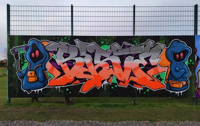Colorful Stylewriting by HAMPI and BISTE. This Graffiti is located in MÜNSTER, Germany and was created in 2022. This Graffiti can be described as Stylewriting, Characters and Wall of Fame.