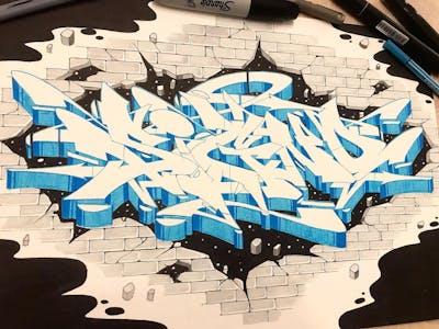 Light Blue Blackbook by Signo. This Graffiti is located in France and was created in 2022. This Graffiti can be described as Blackbook.