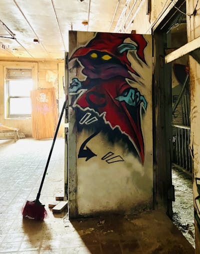 Colorful Characters by MOI. This Graffiti is located in New York, United States and was created in 2022. This Graffiti can be described as Characters and Abandoned.