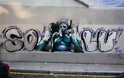 Chrome and Grey and Cyan Stylewriting by Solu 3.0. This Graffiti is located in Porto, Portugal and was created in 2022. This Graffiti can be described as Stylewriting and Characters.