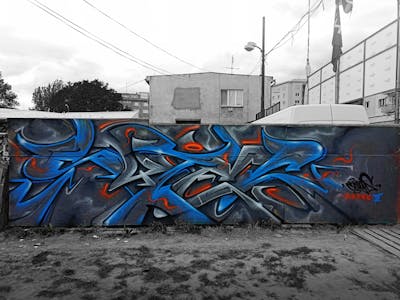 Grey and Blue Stylewriting by CETYS.AGF. This Graffiti is located in Nitra, Slovakia and was created in 2022.