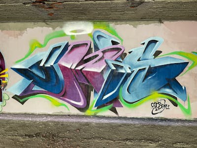 Light Blue and Violet and Blue Stylewriting by Czosen1. This Graffiti is located in Koszalin, Poland and was created in 2023. This Graffiti can be described as Stylewriting and Abandoned.