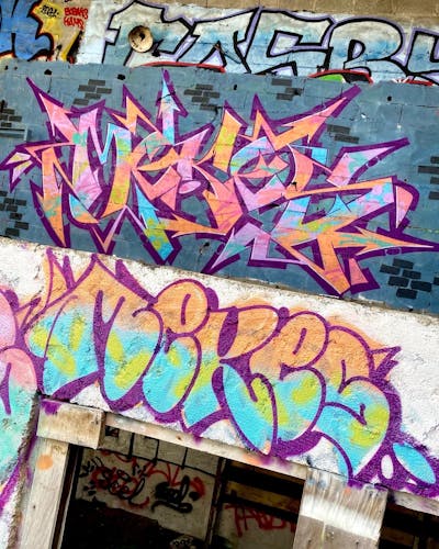 Violet and Colorful Stylewriting by _mekes_. This Graffiti is located in Paris, France and was created in 2022. This Graffiti can be described as Stylewriting and Abandoned.