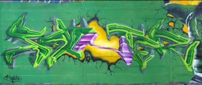 Colorful Stylewriting by Sainter. This Graffiti is located in Nitra, Slovakia and was created in 2016. This Graffiti can be described as Stylewriting and Wall of Fame.
