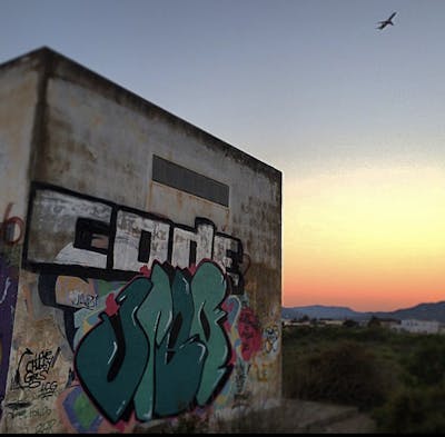 Cyan Stylewriting by Jibo and LCG. This Graffiti is located in Ibiza, Spain and was created in 2014.