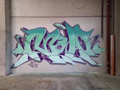 Cyan and Violet Stylewriting by Sewo43. This Graffiti is located in Germany and was created in 2022. This Graffiti can be described as Stylewriting and Abandoned.