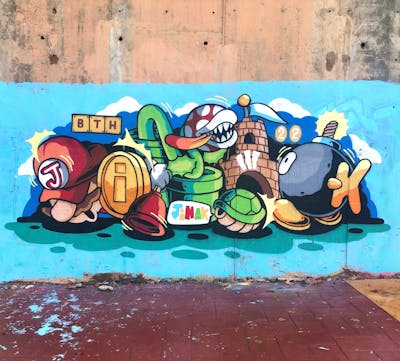 Colorful Stylewriting by JINAK. This Graffiti is located in Batam, Indonesia and was created in 2022. This Graffiti can be described as Stylewriting, Characters and Streetart.