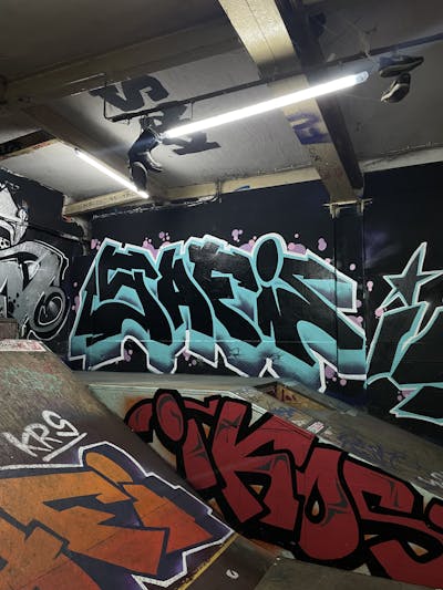 Black and Cyan Stylewriting by Safi. This Graffiti is located in Döbeln, Germany and was created in 2022.