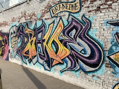 Colorful Stylewriting by Draneone. This Graffiti is located in Staten Island NY, United States and was created in 2024. This Graffiti can be described as Stylewriting and Wall of Fame.