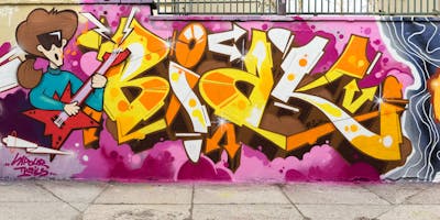 Colorful Stylewriting by Biak. This Graffiti is located in Weimar, Germany and was created in 2017. This Graffiti can be described as Stylewriting, Characters and Wall of Fame.