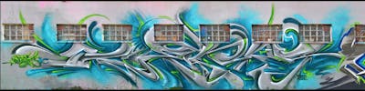 Grey and Cyan Stylewriting by CETYS.AGF. This Graffiti is located in Kosice, Slovakia and was created in 2019.