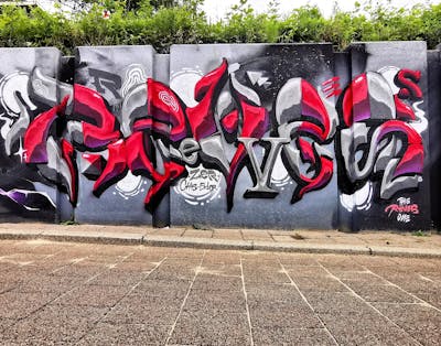 Grey and Red Stylewriting by REVES ONE. This Graffiti is located in London, Netherlands and was created in 2022. This Graffiti can be described as Stylewriting and Wall of Fame.