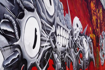 Grey and Red Stylewriting by ECKS. This Graffiti is located in Fremantle, WA, Australia and was created in 2024. This Graffiti can be described as Stylewriting, Characters and Streetart.