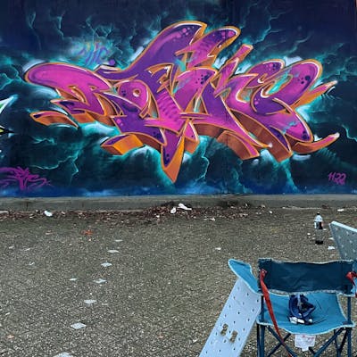 Orange and Violet and Coralle Stylewriting by MicRoFiks, Rofiks and Fiks. This Graffiti is located in Germany and was created in 2022. This Graffiti can be described as Stylewriting and Wall of Fame.
