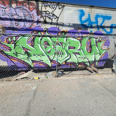 Light Green and Violet Stylewriting by Notru. This Graffiti is located in Las Vegas, United States and was created in 2022.