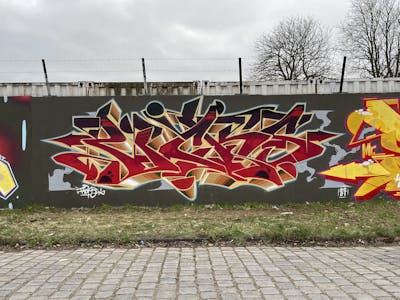 Red Stylewriting by Picks. This Graffiti is located in Hettstedt, Germany and was created in 2021. This Graffiti can be described as Stylewriting and Wall of Fame.