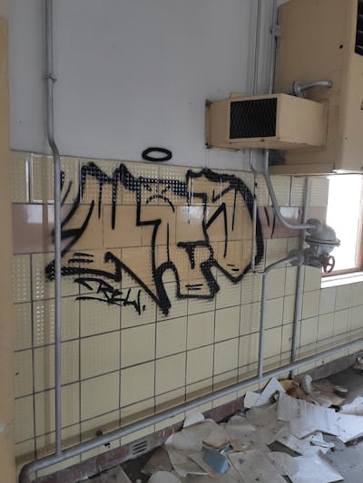 Beige Handstyles by KRS. This Graffiti is located in Leipzig, Germany and was created in 2021. This Graffiti can be described as Handstyles and Abandoned.