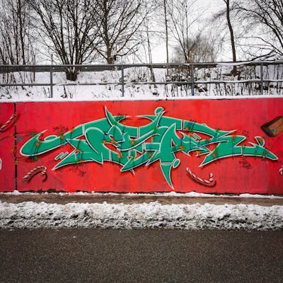 Red and Light Green Stylewriting by tesar.one. This Graffiti is located in Ingolstadt, United Kingdom and was created in 2022. This Graffiti can be described as Stylewriting, Wall of Fame and Characters.