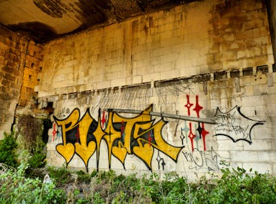 Yellow and Black Stylewriting by Riots. This Graffiti is located in Malta and was created in 2011. This Graffiti can be described as Stylewriting and Abandoned.