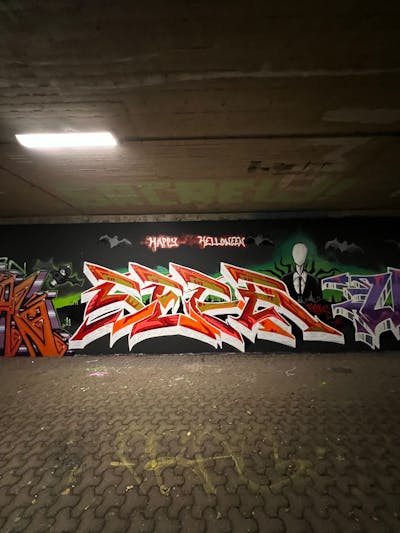 Orange and White and Colorful Stylewriting by Sera and FDHZ. This Graffiti is located in bochum, Germany and was created in 2023.