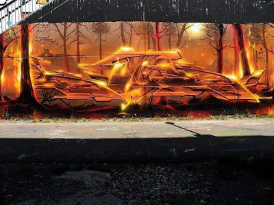 Orange Stylewriting by Köter. This Graffiti is located in Leipzig, Germany and was created in 2019. This Graffiti can be described as Stylewriting and Wall of Fame.